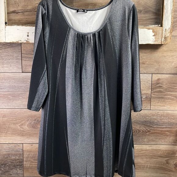 Lily by Firmiana Womens Blouse Tunic Top Black Gray Size 2XL Witchy Goth - Picture 3 of 9